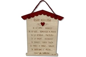 DACL'ART Targa a forma rettangolare in legno compensato di pioppo "Regole della casa"
