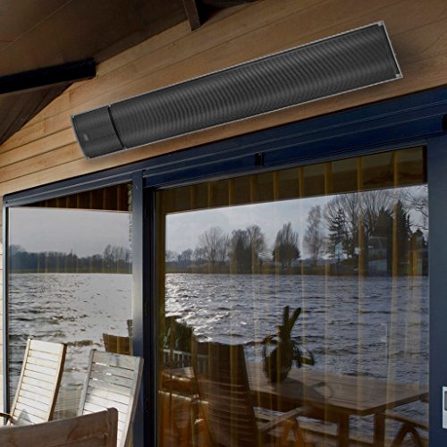 Eurom Terrassenheiztrahler mit Fernbedienung Heizstrahler Dunkelstrahler Heatpanel 1800 Blacklight IPX4, Schwarz, 1800 Watt - 2