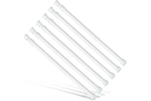 6Pcs Tension Rod, Goowin 40-70cm Tension Curtain Rod, No Drilling Rustproof Spring Small Tension Rod, Adjustable Tension Rods for Closet, Kitchen, Cupboard, Wardrobe, Bookshelf (White)