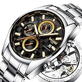 ZZRH Männer Automatische Mechanische Uhr Luxusmarke Wasserdicht Business Edelstahl Gold Sportuhren