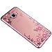 Produktbild Galaxy A5 2017 Hülle, Galaxy A5 2017 Schutzhülle, Samsung A5 2017 Case, SevenPanda Galaxy A5 2017 Silikon Hülle [Kristallklar Durchsichtig] Malerei Schmetterling Blumen Rebe Muster Glänzend Glitzer Kristall Strass Diamanten Überzug Rose Golden Stoßdämpfend Transparent TPU Silikon Schutz Handy Hülle Case Tasche Silikon Crystal Case Durchsichtig Schutzhülle Etui Bumper für Samsung Galaxy A5 (2017) SM-A520F (5,2 Zoll) - Roségold