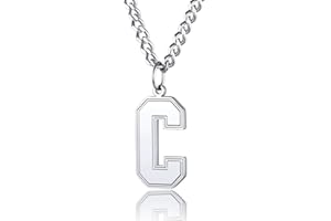 ChainsPro Inspiration Baseball Number/Initial Pendant with 22'' Curb Chain for Men Women Boy,Can Custom Photo,Silver/Gold/Black (with Gift Box)