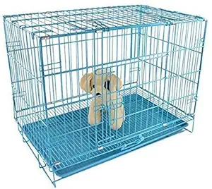 RvPaws Dog Cage Blue Poweder Coated 36 Inch Iron Cage with Removable Tray for Dog(Large)