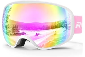 RIOROO Skibrille Kinder, Skibrille Kinder 3-14 Jahre für Jungen Mädchen 100% OTG UV-Schutz Antibeschlag Kompatibler Helm für 