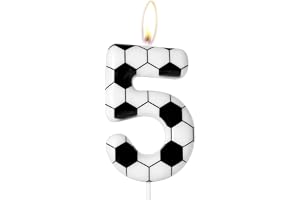 AYBUY 5 födelsedag ljus, tårta ljus 3D fotboll födelsedag | Födelsedagstårta ljus, födelsedagstårta Glitter Number Candle Can