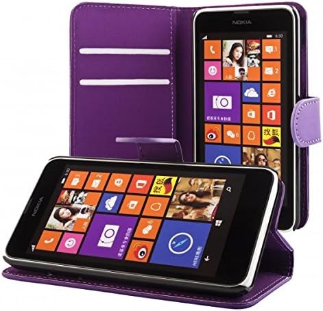 ECENCE Nokia Lumia 630/630 Dual SIM / 635 Wallet Flip Phone Case Cover Magnet Bag Bumper Sleeve Protect Pouch Shell Purple Display Protection Film included 41020302