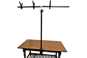 SHOPEE Tabletop T Shape Backdrop Stand 30.7 Inches Wide 48 Inches Tall - Desk Mount Light Space-Saving Photography Background Paper With 3 Clip Clamps - Adjustable