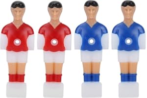 PLPLAAOO 4 Pezzi Asta biliardino Calcio Balilla Calcio Uomini Giocatori Parti di Ricambio,Giocatore di Calcio Giochi di Calcio Mini Bambola di plastica umanoide biliardino Macchina Accessorio (Rosso + Blu),