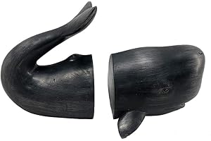 Comfy Hour Under The Sea Collection Black Whale Art Bookends, Solid Heavy Weight, Ocean Decoration, Resin Set of 2, 1 Pair