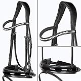 Farbe: Schwarz Heinick-Reitsport edle Soft Trense Motion Lackleder Schwarz ~ Diamant ~ Breites RH Größe Warmblut