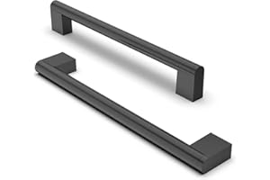 FURNIWARE 5 pezzi maniglia dell'armadio, distanza del foro di 192 mm Maniglie per mobili in acciaio inossidabile Maniglie dell'armadio da cucina Maniglia dell'armadio da cucina-Nero opaco
