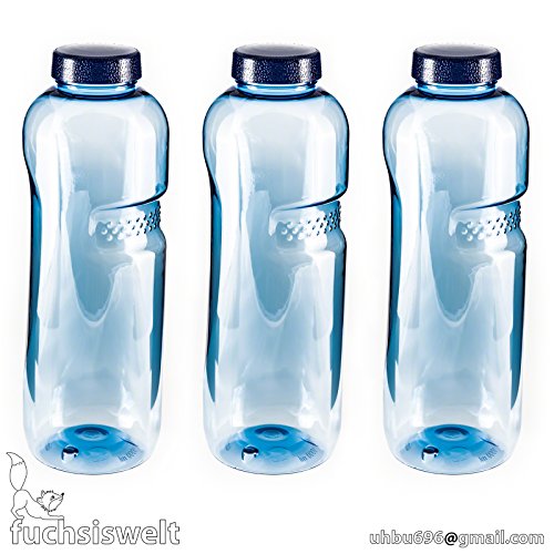 Trinkflasche 3 x 1 L Wasserflasche Tritan BPA frei + 3 x Trinkdeckel Flip Top - 4