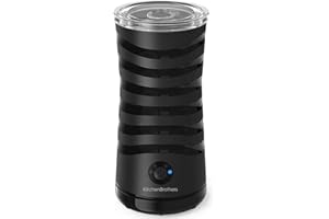 KitchenBrothers Mousseur à Lait Électrique - Milk Frother - Emulsionneur a Lait - Chauffe Lait Chocolatiere - Machine Chocolat Chaud - Antiadhésif - 400W - Noir