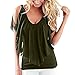 Produktbild Aberimy T Shirt Damen Sommer Kurzarm Sexy Slim Fit V-Ausschnitt T-Shirt Modern Fledermaus Schulterfrei Ärmel Ärmellos Frauen Lose Tops Tank Tops Oberteil Bluse Shirt Pullover Crop Top