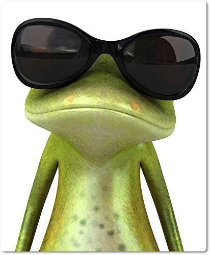 Fabric Mouse Mat Rubber Backed Non-Slip for All Mouse types. Design: Checker with 3D Frog with Sunglasses 02.