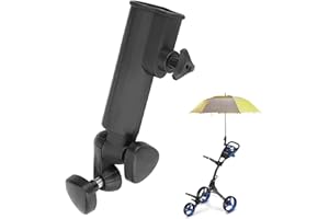 Qinsky Regenschirmhalter Golf,Golf Push Trolley Schirmhalter Verstellbare Regenschirmhalter Golftrolley Schwarz Golfschirm Halterung für Golfwagen Fahrrad Strandstuhl