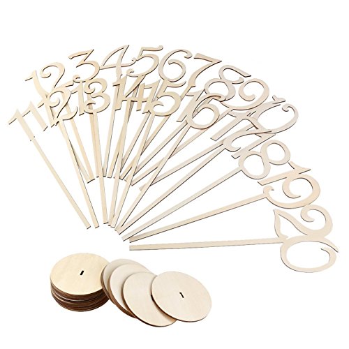 Vintage Holz Zahlen 35cm Tischnummern mit Halter Basis für Hochzeit Home Dekoration (1-20)