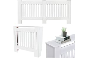 YOUSEAHOME Chelsea Style Radiator Cover, Modern Home Furniture Engineered Wood MDF Traditional Design White Painted Living Room Cabinets, Radiator Protection Vertical Slats Shelve, Small