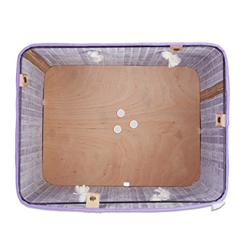 Relaxdays Wäschekorb Bambus HxBxT: ca. 65,5 x 43,5 x 33,5 cm faltbare Wäschetruhe rechteckig mit einem Fassungsvolumen von 83 L mit Wäschesack aus Baumwolle zum Herausnehmen als Wäschepuff, violett - 4