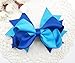 PrettyBoutique 5.5 Inches Girls 2 Colours Large Grosgrain Hair Bow Alligator Clip (Blue/Royal Blue)