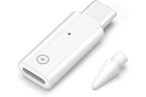 HAUXGOGO Adattatore da USB-C a Lightning per Apple Pencil di Prima Generazione, Punta di Ricambio iPencil 1st, Adattatore di ricarica Pencil di tipo C con Lightning
