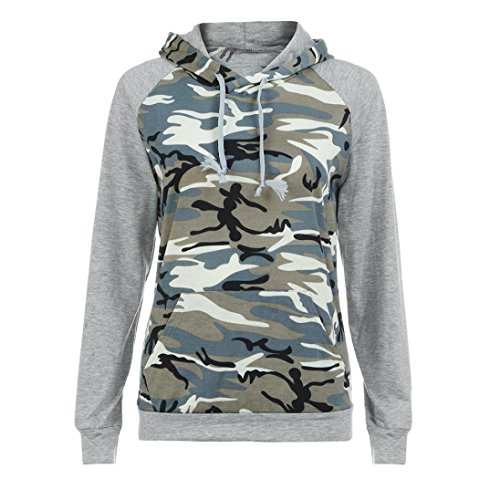 Hoodie Womens Camouflage Printing Pocket Sweatshirt Hooded