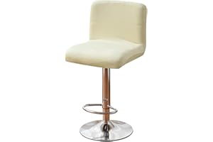 GUYIRT Bar Stool Cover Velvet, 2 4 6 Pieces Swivel Bar Stools Slipcovers, Washable Slipcover for Short Back Stool Chairs-Beige-Set of 2