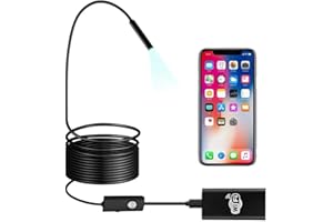 BEVA Endoscope WiFi Inspection Caméra Mégapixels HD Caméra Endoscopique Semi-Rigid Flexible Caméras d'Inspection avec Le Câble de 5m Compatible avec iOS/Android/Tablette/Windows (Noir)