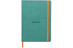 RHODIA 117443C - Water Soft Notebook - A5 - Dotted Dot - 160 pages - Ivory Clairefontaine Paper 90 g/m - Bookmark, Elastic Closure - Faux Leather Cover - Rhodiarama Collection
