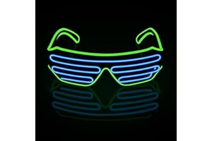 ZFVEN Light Up EL Wire Neon Shutter Glasses Shutter Flashing Sunglasses Kids Party Favors DJ Costumes for EDM, Halloween, Christmas, Birthday Party Decoration