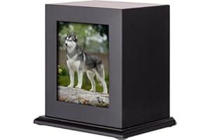 CUODIA NEWDREAM: Haustier-Urnen, Haustier-Fotourne, Haustier-Urnen, Box für Hundeasche, Haustier-Asche, Fotobox, Aschebox für Hunde, Andenken, Gedenkurnen aus Holz (schwarz, groß)