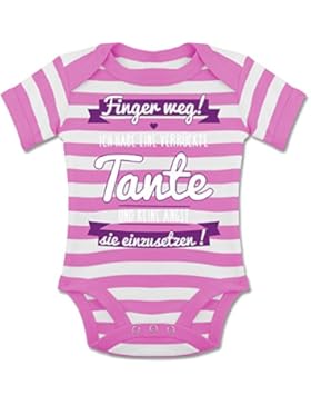 Shirtracer Sprüche Baby - Ich Habe eine Verrückte Tante Lila - Gestreifter Kurzarm Baby-Strampler/Body für Jungen...