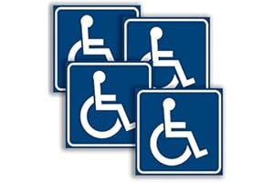 4Pack 6in Autocollant Voiture Handicap Accessible – Sticker de Stationnement pour Personnes à Mobilité Réduite – Vinyle Durable & Imperméable