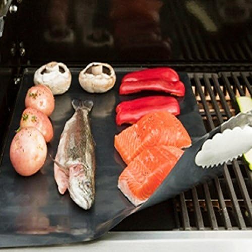 Best BBQ Grill Mat, Non-Stick Grill &amp; Baking Mats, Reusable and Heat Resistant Easy to Clean, for Charcoal, Gas or Electric Grills Accessories (16 x 23 Inch, Black)