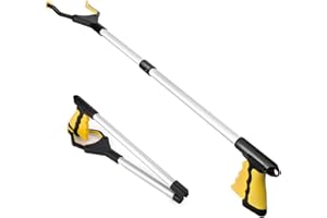 AMRSPTTE Litter Pickers, 26" Foldable Garden Grabber Stick Leaf Trash Picker Reacher Grabber, Reaching Aid Litter Rubbish Pick Up Tool for Elderly Disabled (26" Yellow)