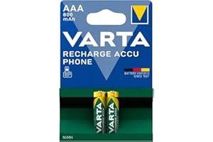 VARTA Phone AAA HR03 Micro NiMH Lot de 2 piles rechargeables 800 mAh