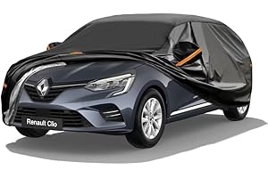 GUNHYI 7 Layers Heavy Duty Hatchback Car Cover Waterproof 100%, Custom Fit Renault Clio 1990-2024, All Weather Outdoor Car Cover Sun Rain Dust Protection, With Zip And Cotton Lined, Black