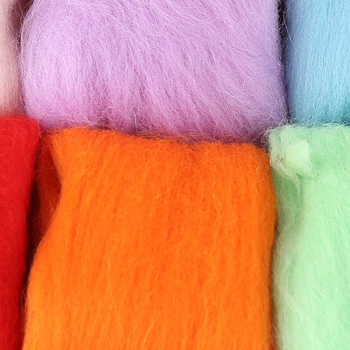 15 Farben Filzwolle & Filznadeln für trocken Filzen Trockenfilzen Nadelfilzen Nadelhalter Filznadelhalter Starterset Basteln DIY - 5