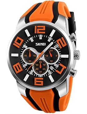 Herren Uhren Männer Sport Wasserdicht Chronograph Datum Kalender Beiläufig Groß Zifferblatt Armbanduhr Geschäfts...