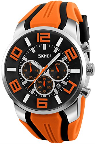 MEGALITH Herren Uhren Manner Sport Wasserdicht Chronograph Große Schwarz Gummi Armbanduhr Mann Blau Business Designer Analog Datum Uhr