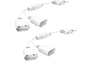 KEAGAR Prolongador de enchufe Euro, alargador de enchufe Euro, alargador de red plana, alargador plano de 5 cm, divisor de enchufe Euro – blanco 2 piezas