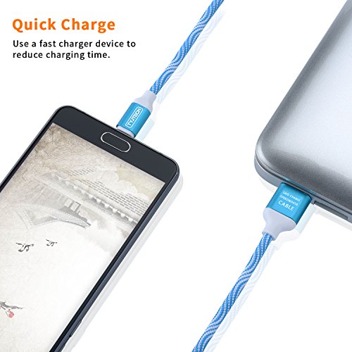 Micro USB Kabel, TYJTECH 2-Pack 3.3FT/1M Micro USB Schnellladekabel Geflochtenes Kabel High Speed Sync für Android Smartphones, Samsung Galaxy, HTC, Huawei, Sony, Nexus, Nokia, Kindle und mehr – Blau - 4