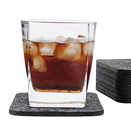 Premium Filz Untersetzer in Dunkelgrau | Hochwertiges 8er Set aus 100% Merinowollfilz| Quadratische From 10 x 10 cm und 5 mm 'extra dick' | Filzuntersetzer für Gläser, Tassen, Vasen