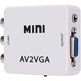 Diyeeni Mini-VGA-zu-Video-Konverter, Composite-AV-zu-VGA-Adapter, TV-Set-Top-Box-Audio-Video-Konverter (weiß)