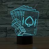 FZAI optische Täuschung 3D-Lampe Poker und Sieben, Farbe wechselnden Nachtlicht