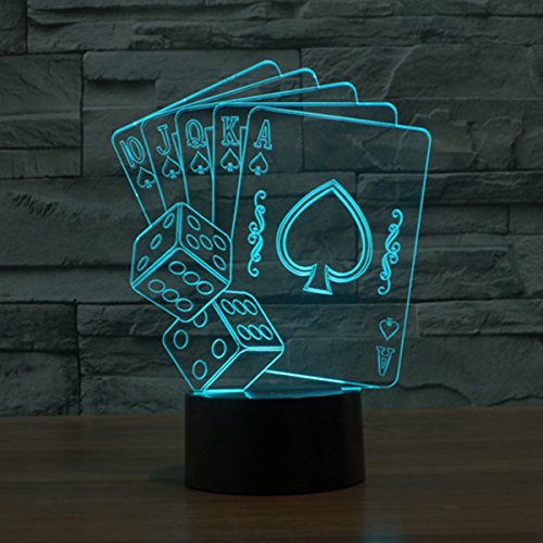 FZAI optische Täuschung 3D-Lampe Poker und Sieben, Farbe wechselnden Nachtlicht