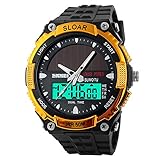 Amstt Herren Solar Uhr Wasserdicht Silikon Analog Digital Outdoor Chronographen