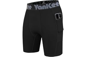 VanKee Compression Shorts Pantalon De Poches Compression pour Hommes Séchage Rapide Conception en Maille Transfert d'Humidité Convient pour Le Cyclisme Football Fitness