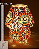 EarthenMetal Mosaic Style Dome Shaped Glass Table Lamp (Multicolour)