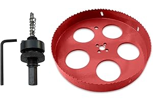 TUNEZ® Scie cloche M42 bimétallique avec arbre hexagonal et forets de centrage en métal pour bois, métal, plaque de plâtre, tôle, tuyau en plastique (210 MM)